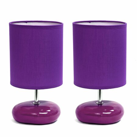 CREEKWOOD HOME 10.24-in. Traditional Mini Round Rock Table Lamp, Purple, 2PK CWT-2017-PR-2PK